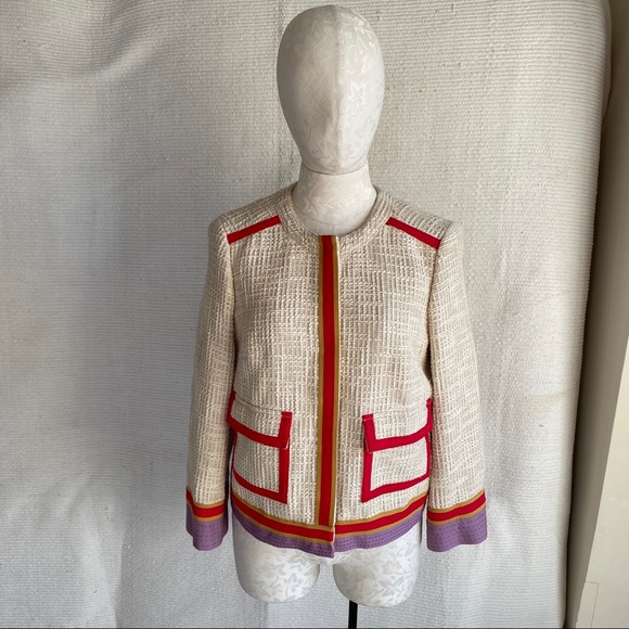 Tory Burch Chanel-Style Runway Tweed Piped Jacket - Picture 4 of 8